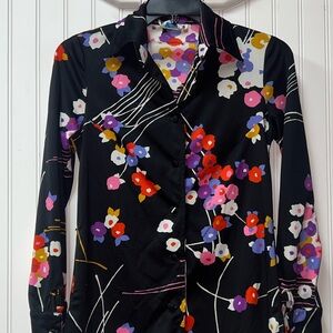 70s Floral Disco Shirt S Vintage